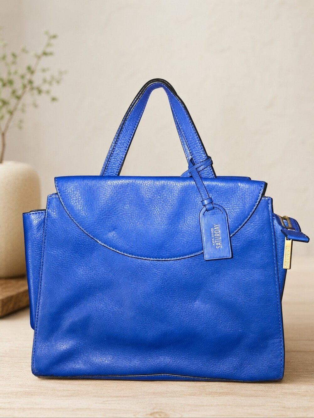 Kate Spade Saturday Blue Leather The A Satchel Bag Top Handle With Hangtag